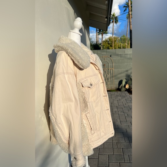 We The Free Holly Cozy Denim Cream Jacket SZ S - Picture 2 of 9